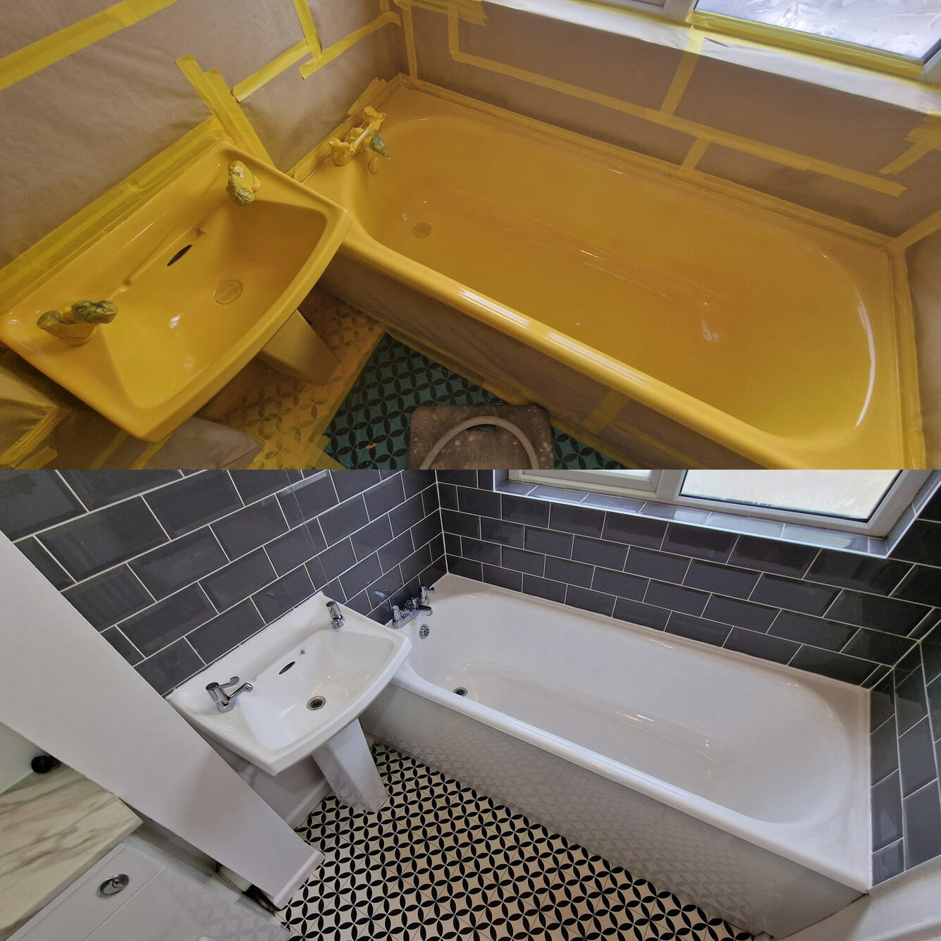 SINK AND BATH RE-ENAMELLED Before and after ceramic sink and steel bath re-enamelling in Coventry